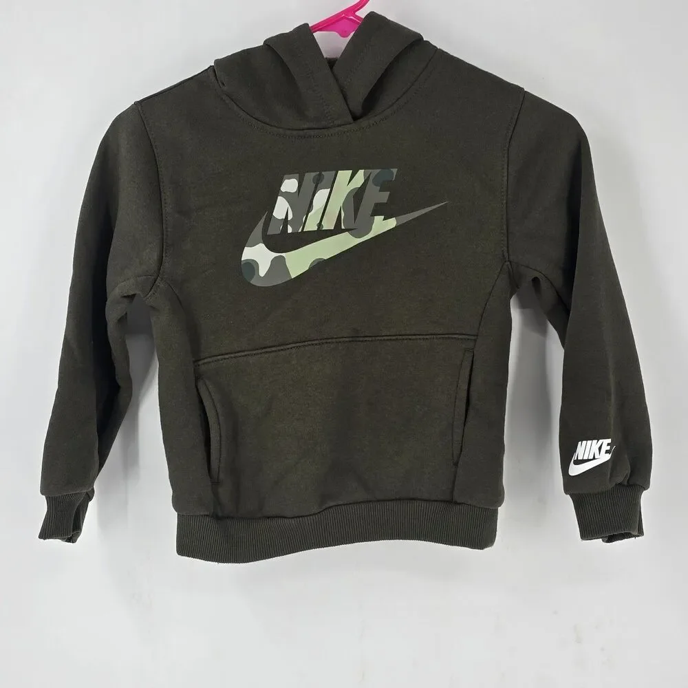 Nike Hooded Jumper Age 5-6Years Green Camo Good Condition